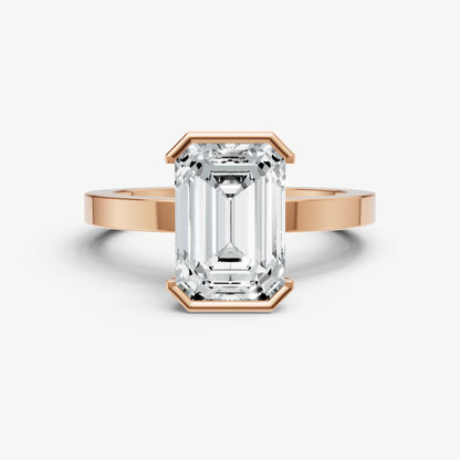 Emerald Bezel Set Solitaire Engagement Ring