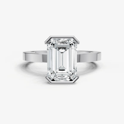 Emerald Bezel Set Solitaire Engagement Ring