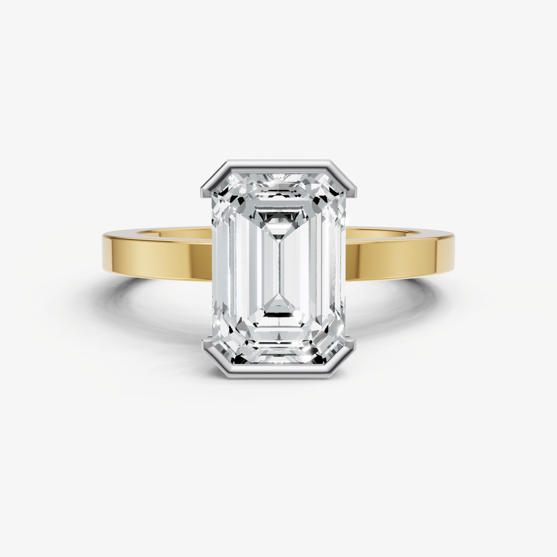 Emerald Bezel Set Solitaire Engagement Ring