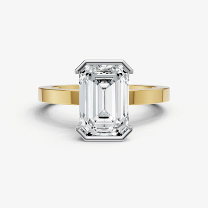 Emerald Bezel Set Solitaire Engagement Ring