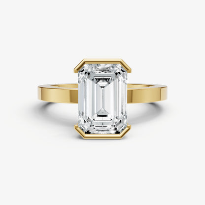 Emerald Bezel Set Solitaire Engagement Ring