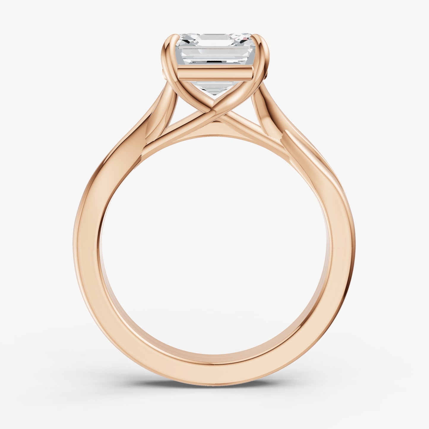 Asscher Twist Band Solitaire Engagement Ring