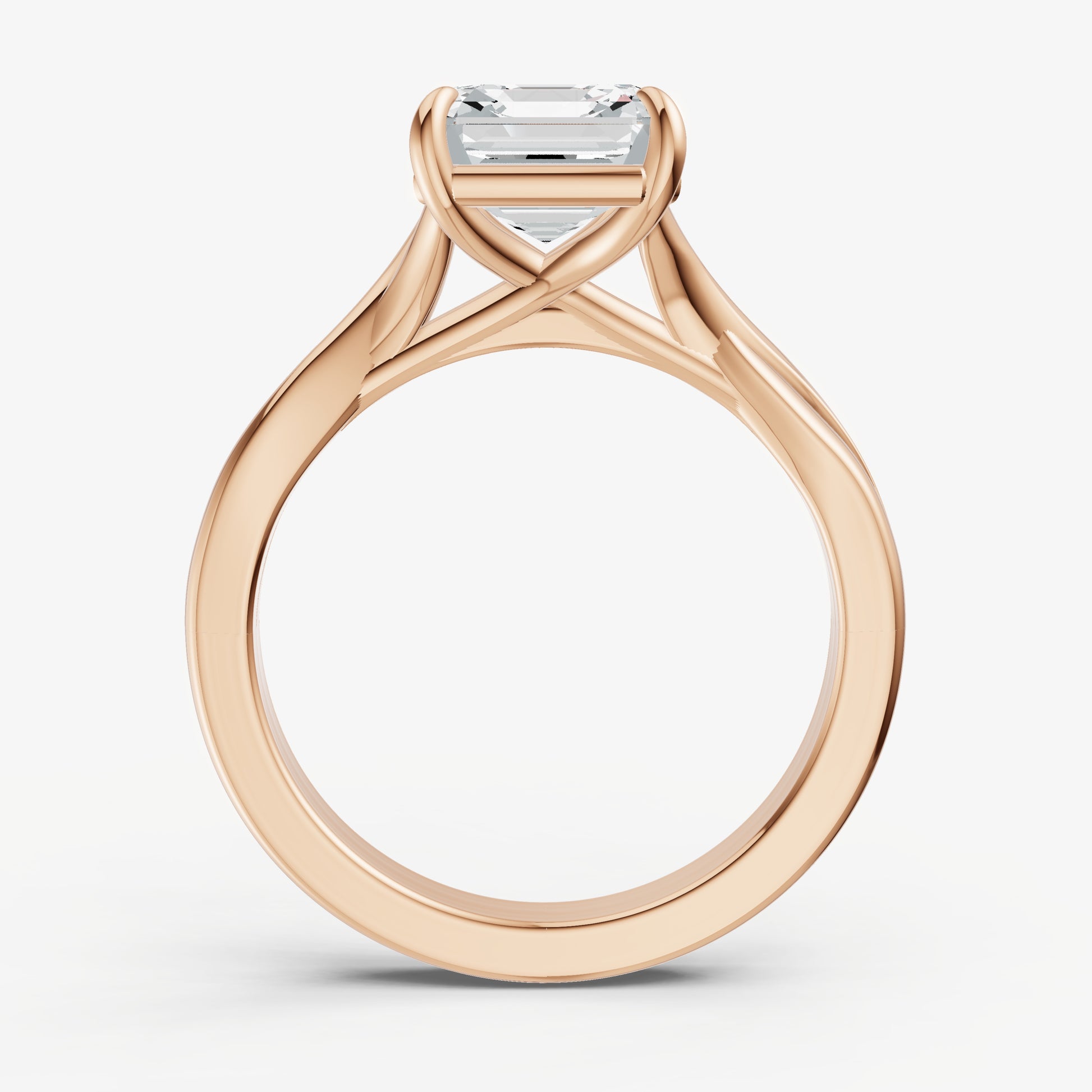 Asscher Twist Band Solitaire Engagement Ring