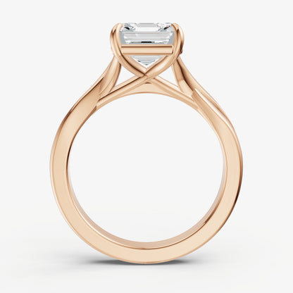 Asscher Twist Band Solitaire Engagement Ring