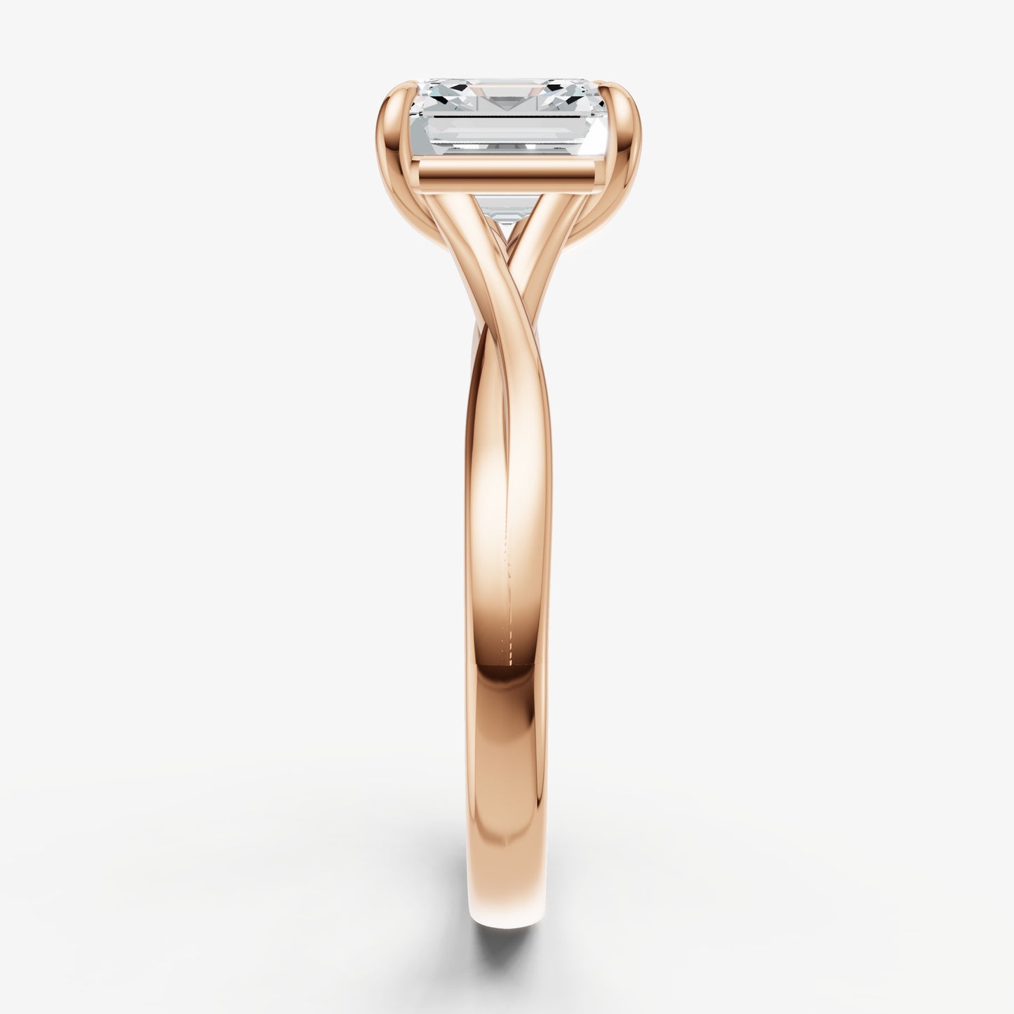Asscher Twist Band Solitaire Engagement Ring