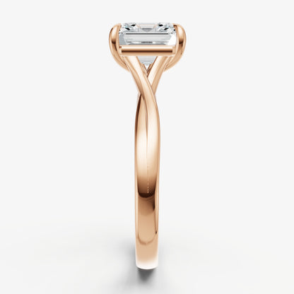 Asscher Twist Band Solitaire Engagement Ring