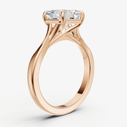 Asscher Twist Band Solitaire Engagement Ring