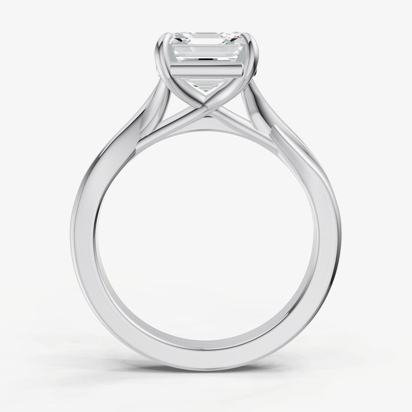 Asscher Twist Band Solitaire Engagement Ring