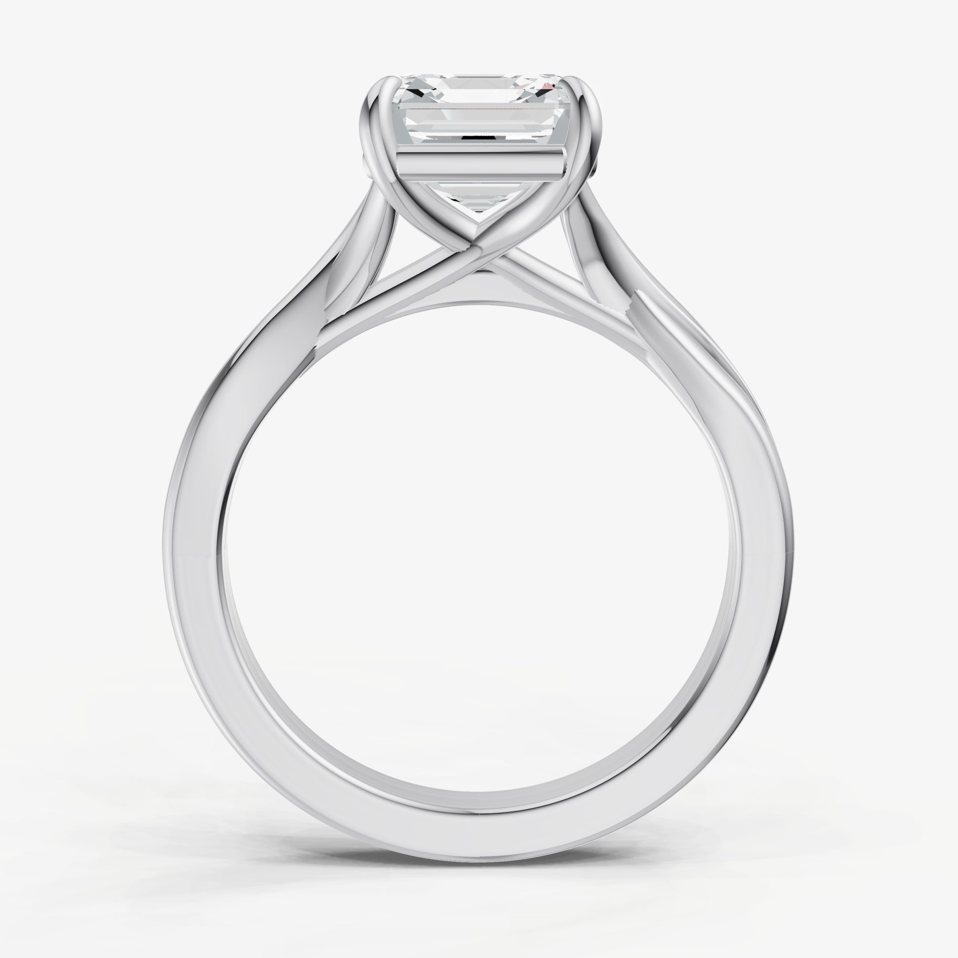 Asscher Twist Band Solitaire Engagement Ring