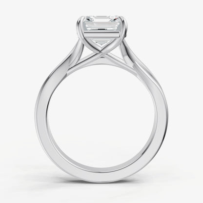 Asscher Twist Band Solitaire Engagement Ring