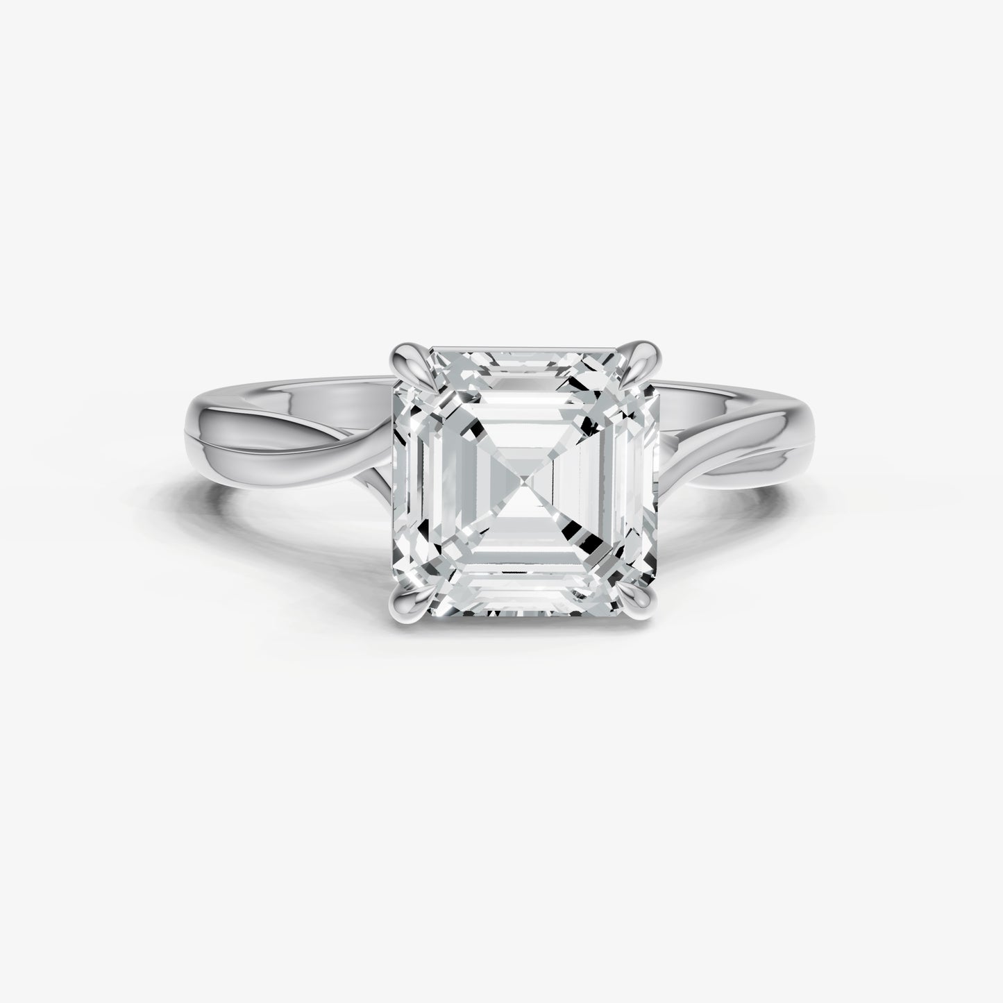 Asscher Twist Band Solitaire Engagement Ring