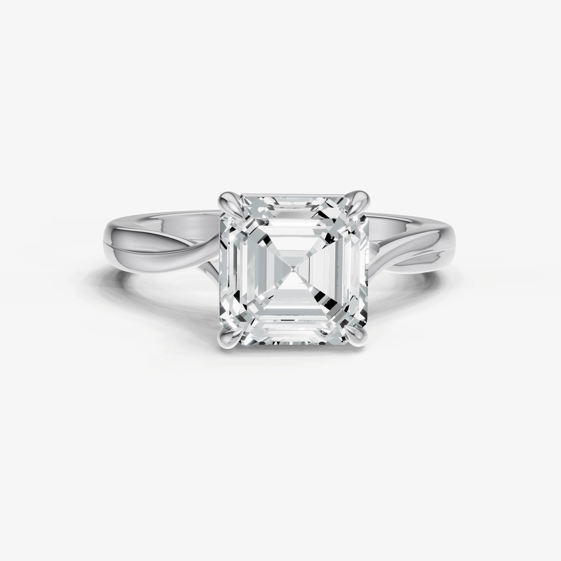 Asscher Twist Band Solitaire Engagement Ring