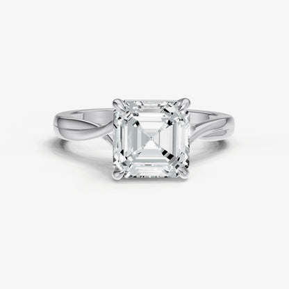Asscher Twist Band Solitaire Engagement Ring