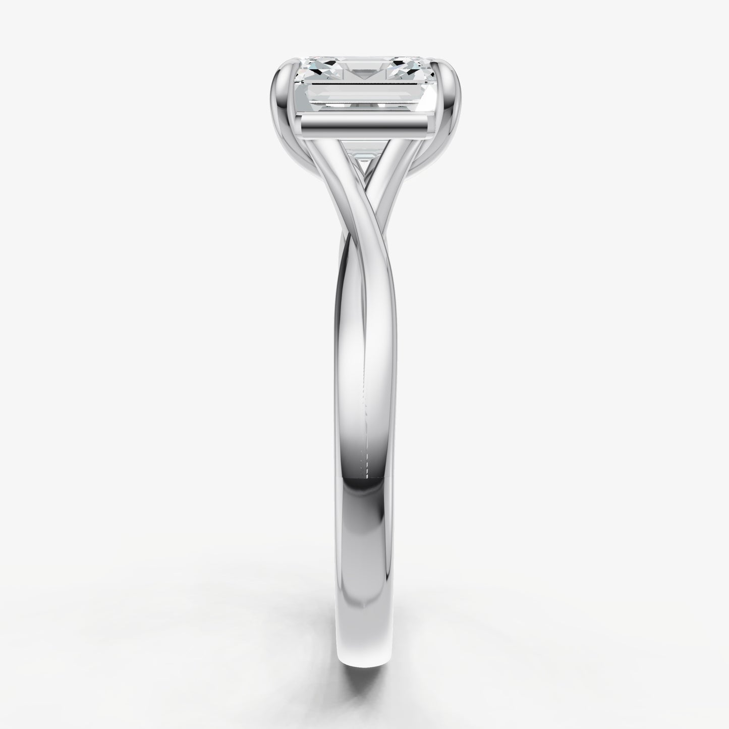 Asscher Twist Band Solitaire Engagement Ring