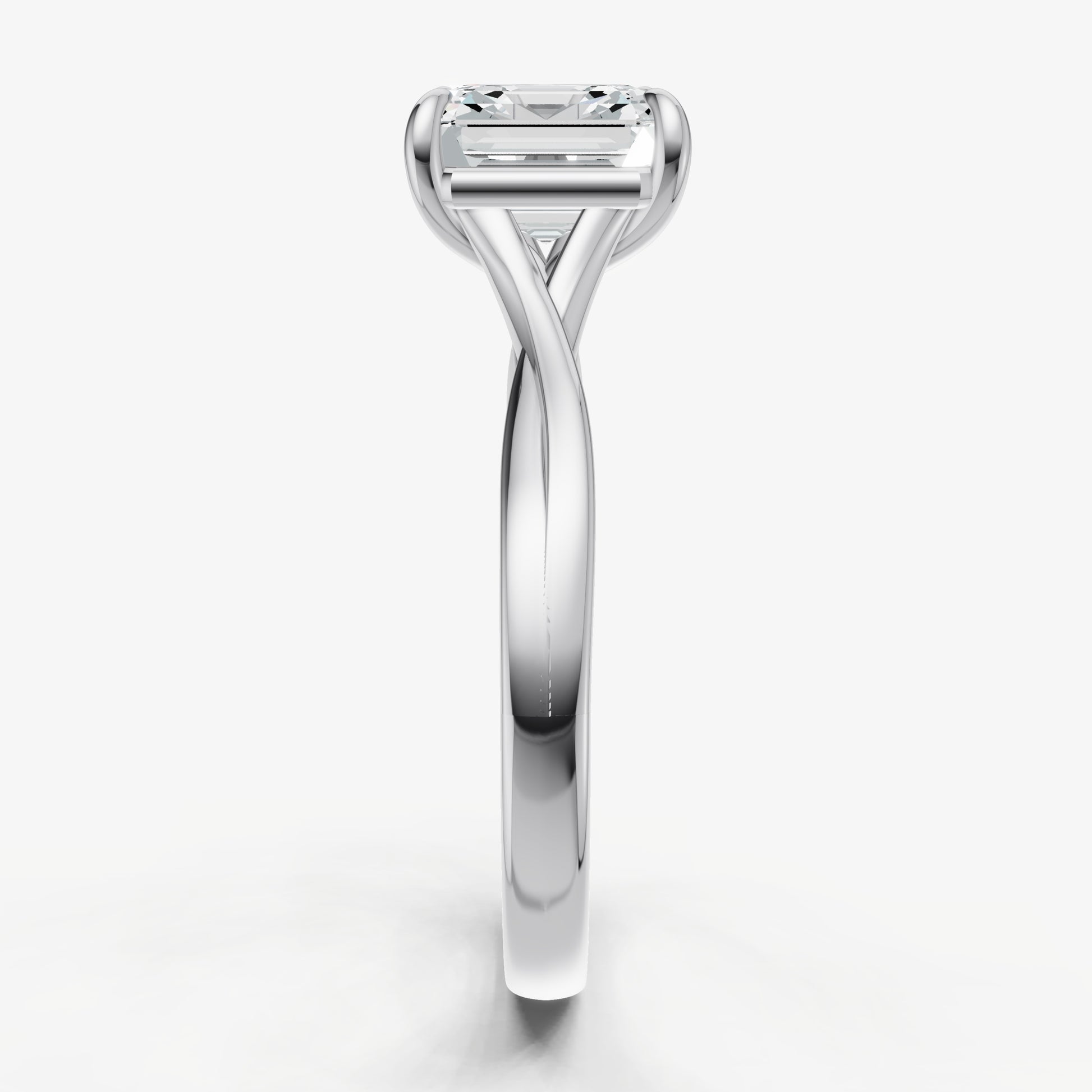 Asscher Twist Band Solitaire Engagement Ring