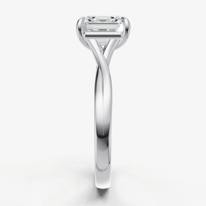 Asscher Twist Band Solitaire Engagement Ring