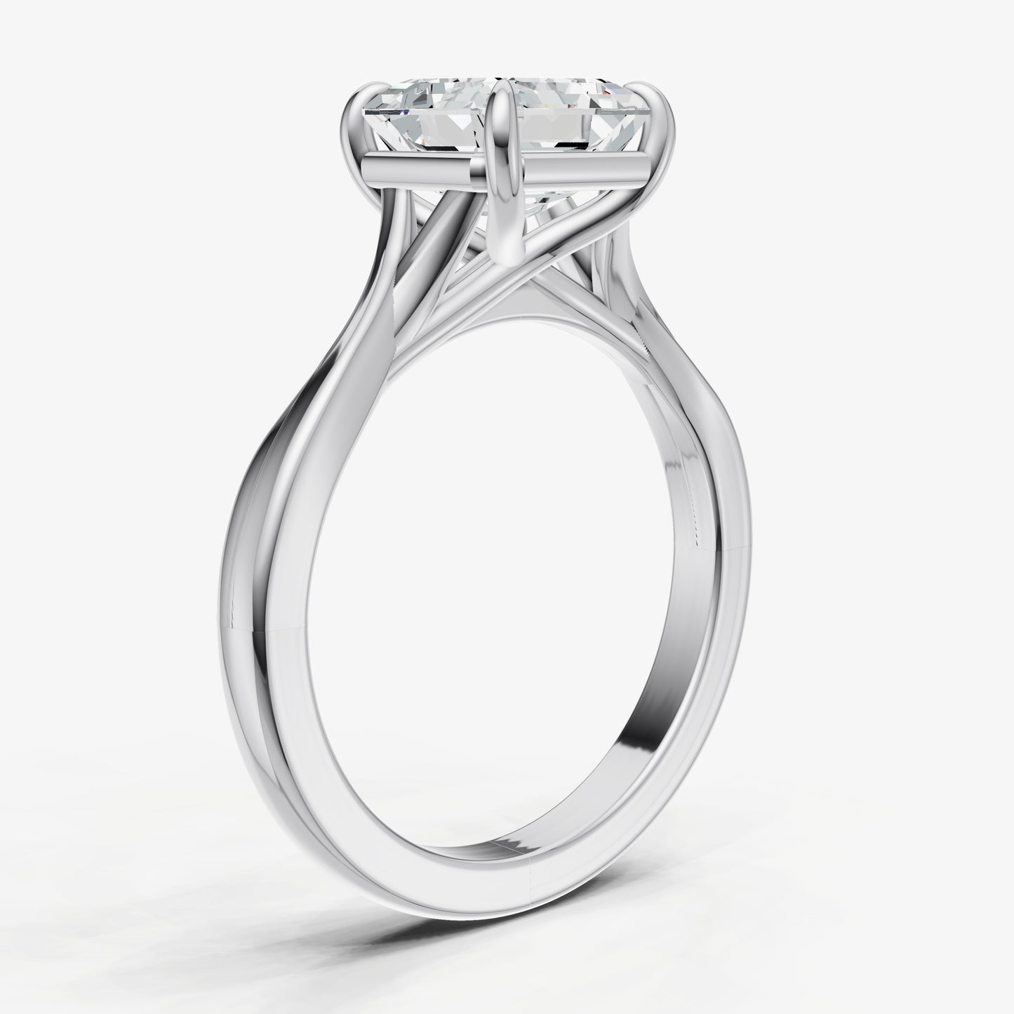 Asscher Twist Band Solitaire Engagement Ring