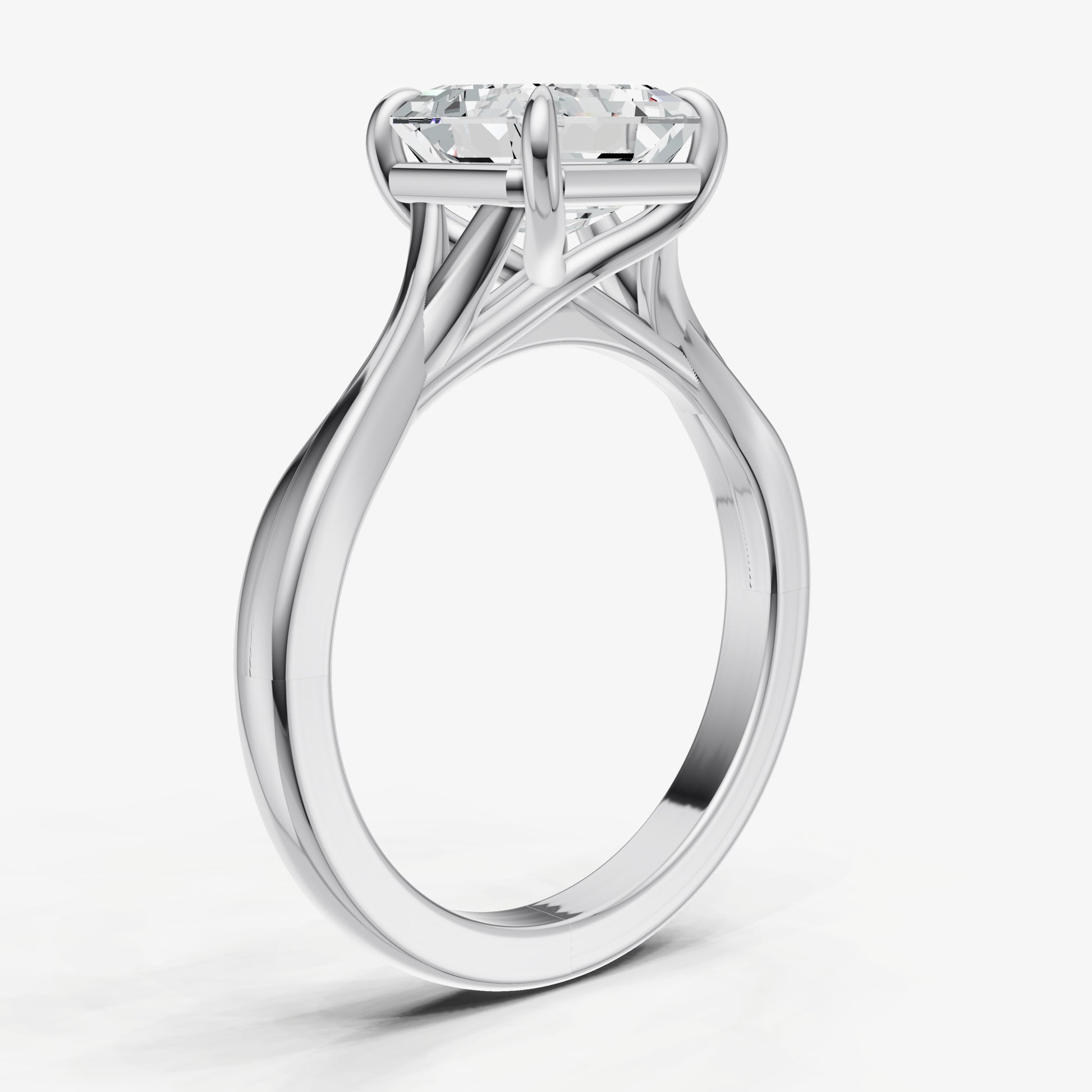 Asscher Twist Band Solitaire Engagement Ring