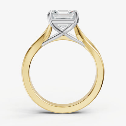 Asscher Twist Band Solitaire Engagement Ring