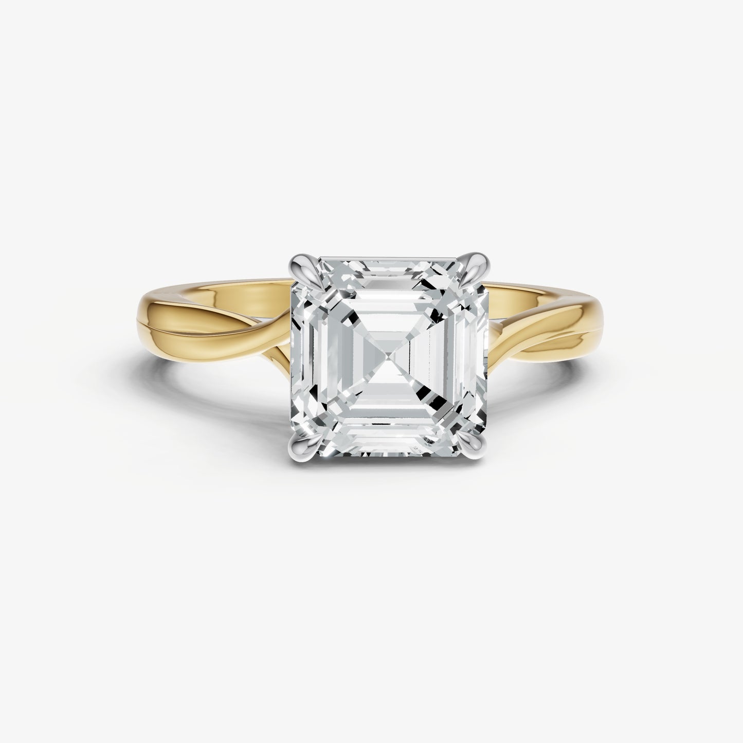 Asscher Twist Band Solitaire Engagement Ring