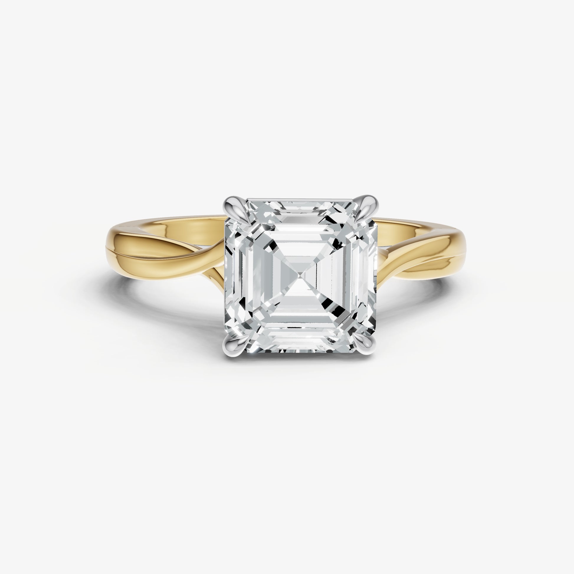 Asscher Twist Band Solitaire Engagement Ring