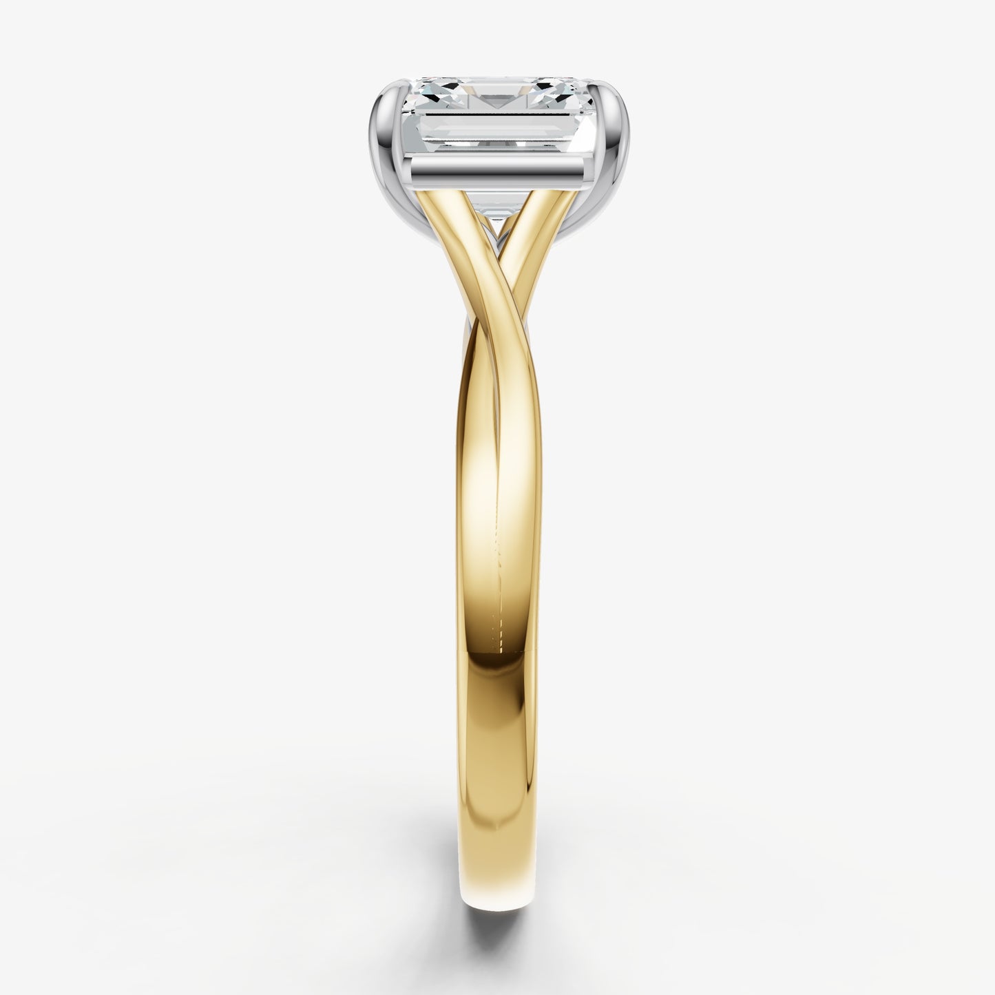 Asscher Twist Band Solitaire Engagement Ring