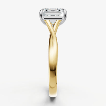 Asscher Twist Band Solitaire Engagement Ring