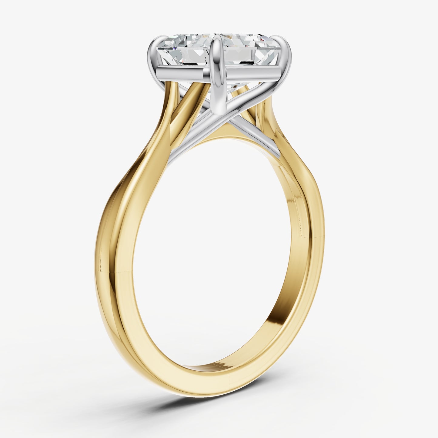 Asscher Twist Band Solitaire Engagement Ring