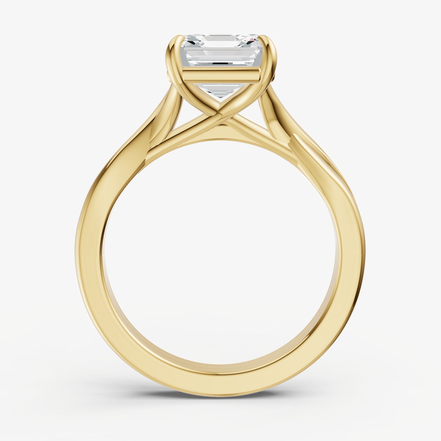 Asscher Twist Band Solitaire Engagement Ring