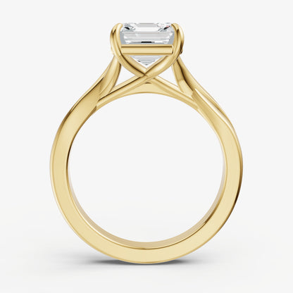 Asscher Twist Band Solitaire Engagement Ring