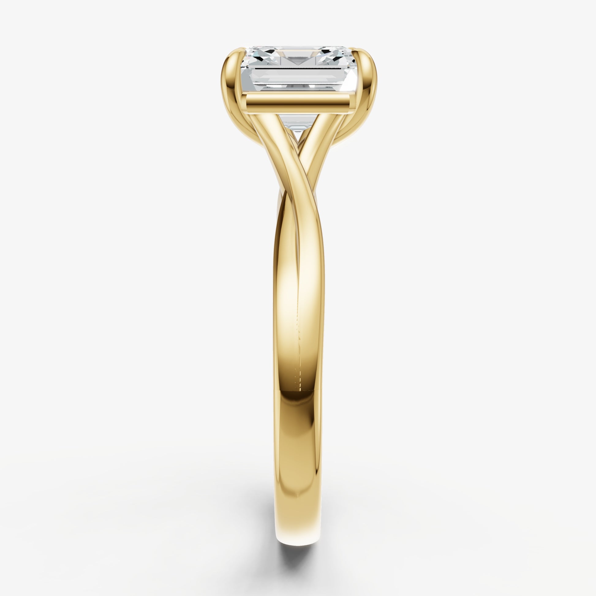 Asscher Twist Band Solitaire Engagement Ring