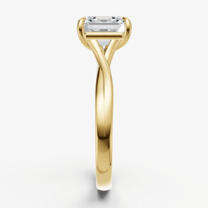 Asscher Twist Band Solitaire Engagement Ring