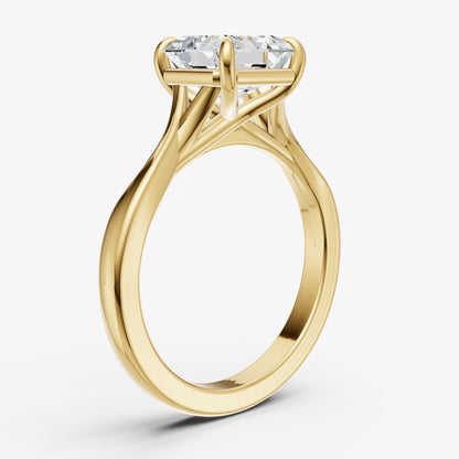 Asscher Twist Band Solitaire Engagement Ring