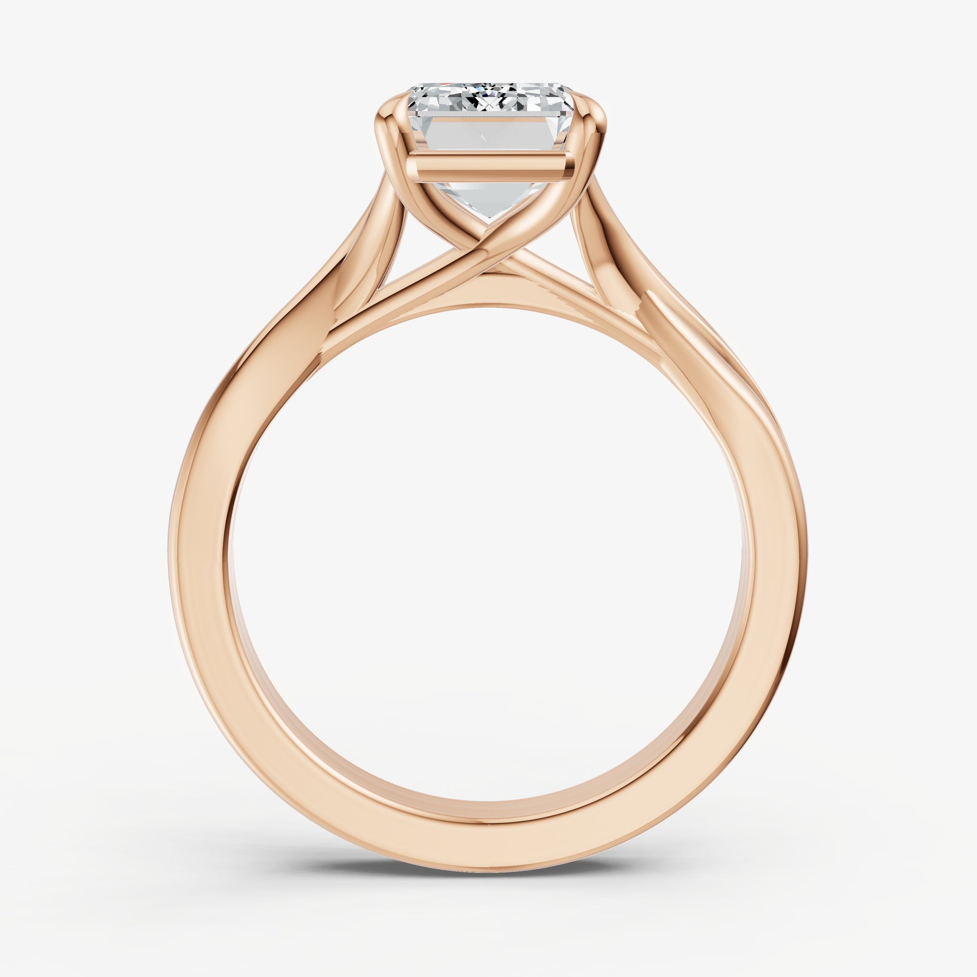 Emerald Twist Band Solitaire Engagement Ring