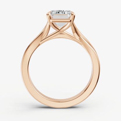 Emerald Twist Band Solitaire Engagement Ring