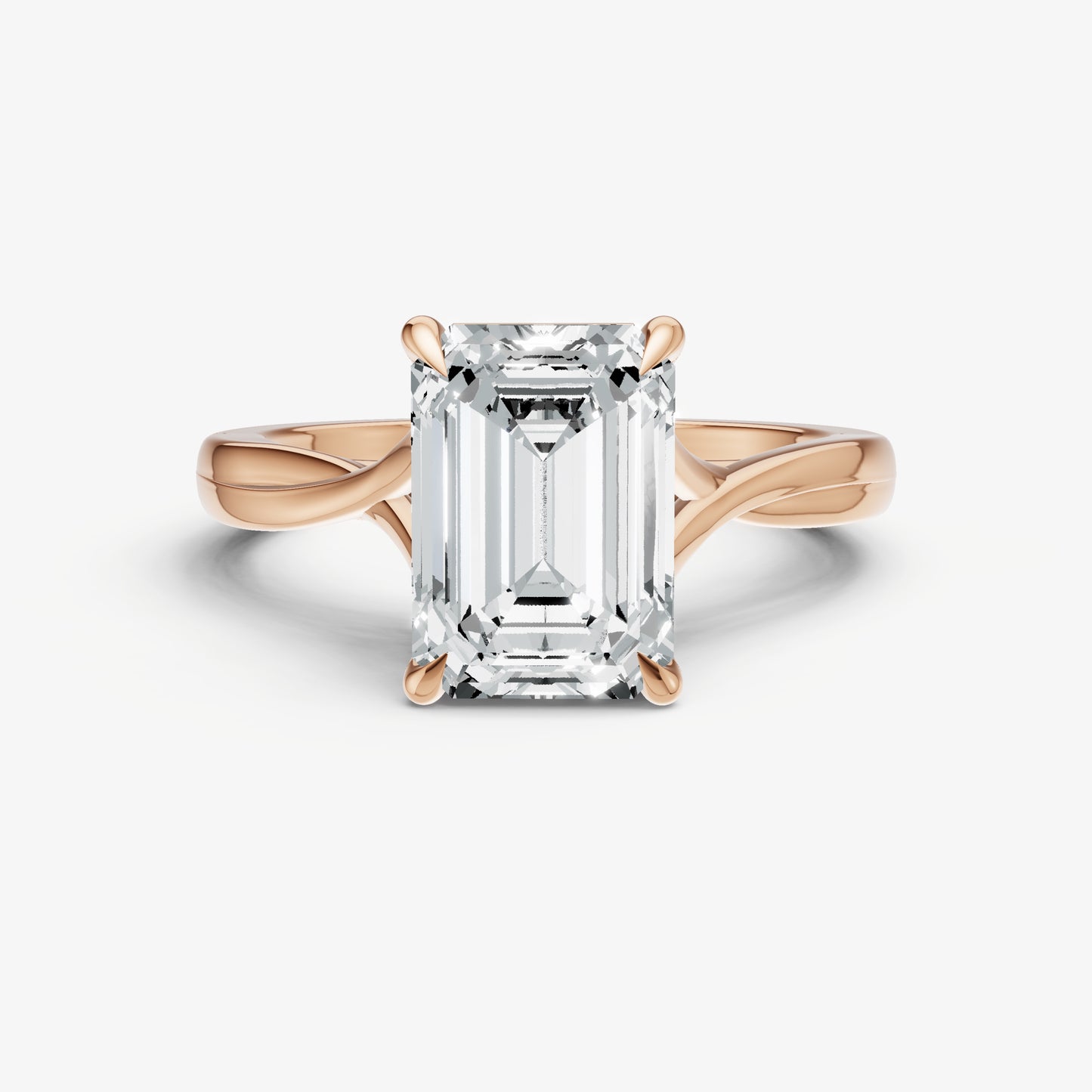 Emerald Twist Band Solitaire Engagement Ring