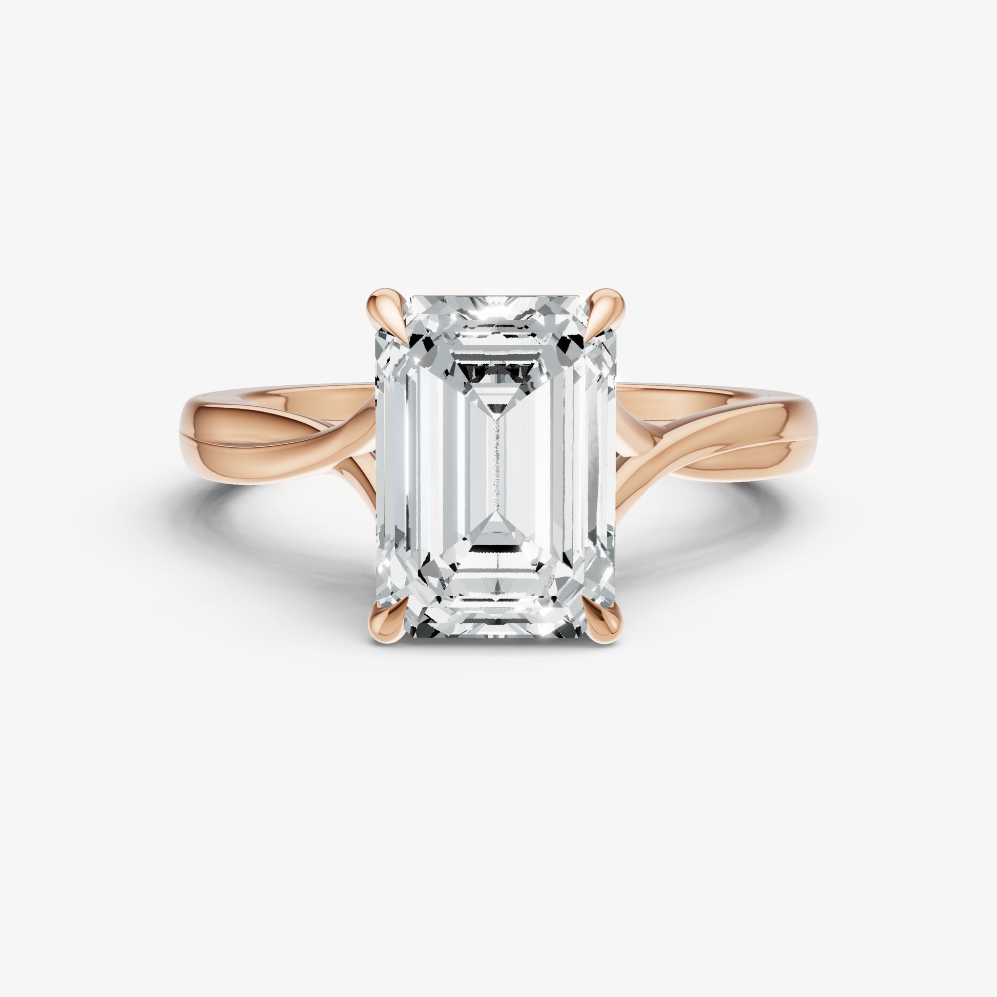 Emerald Twist Band Solitaire Engagement Ring