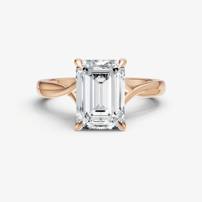 Emerald Twist Band Solitaire Engagement Ring