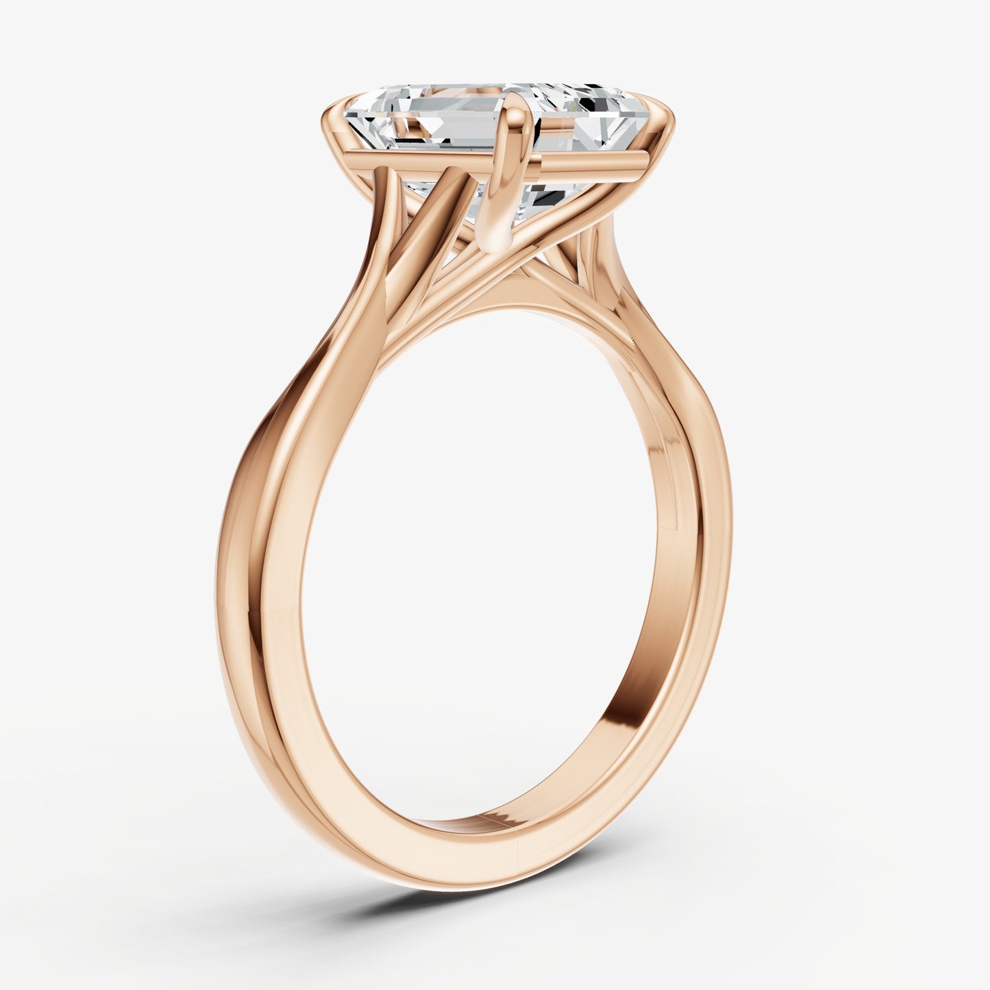 Emerald Twist Band Solitaire Engagement Ring