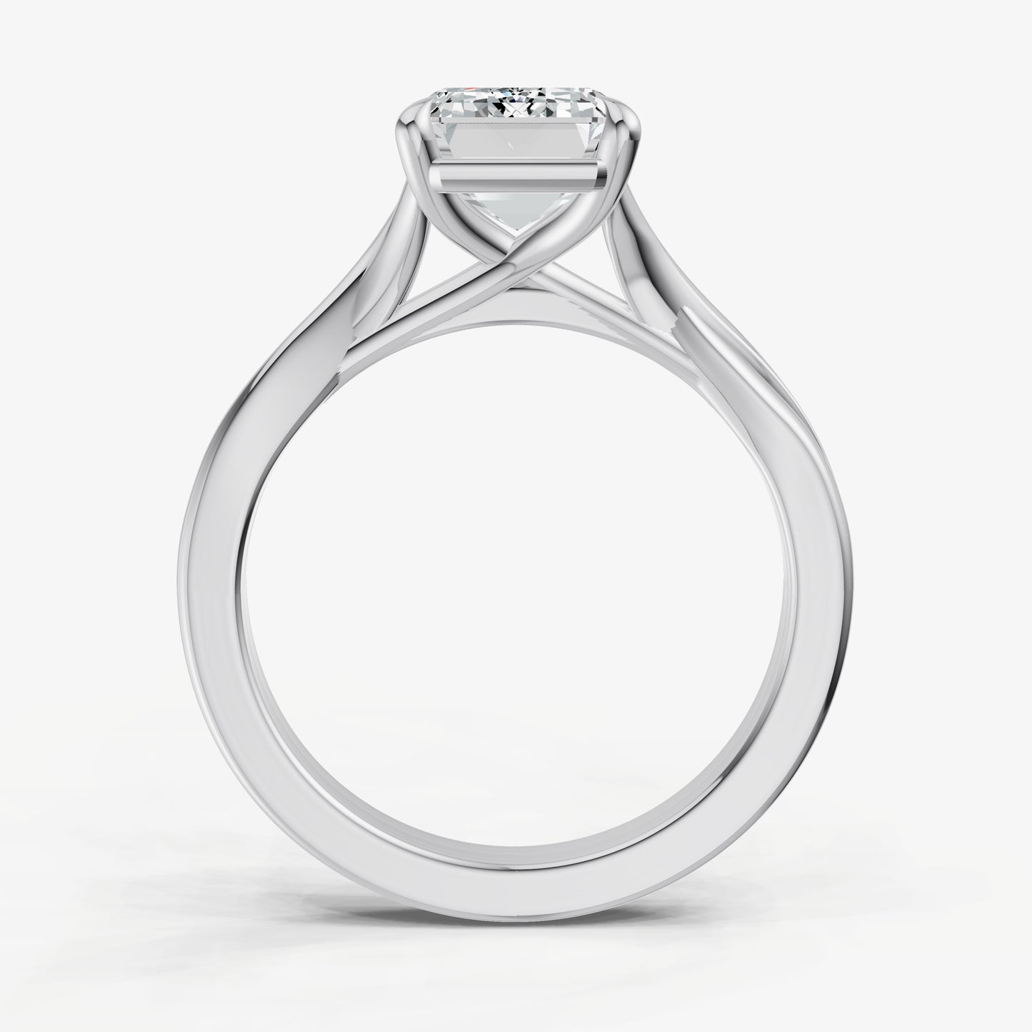 Emerald Twist Band Solitaire Engagement Ring