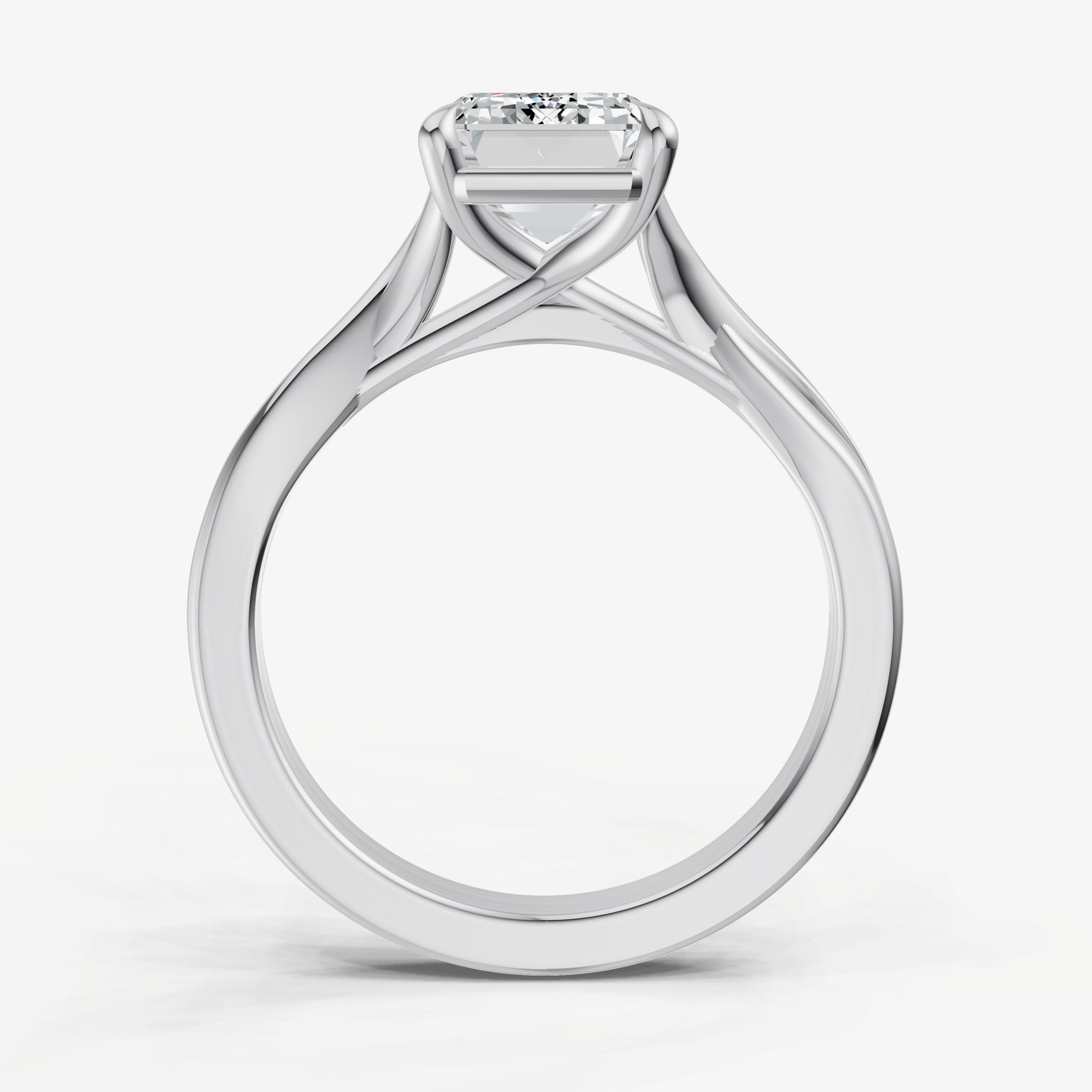 Emerald Twist Band Solitaire Engagement Ring