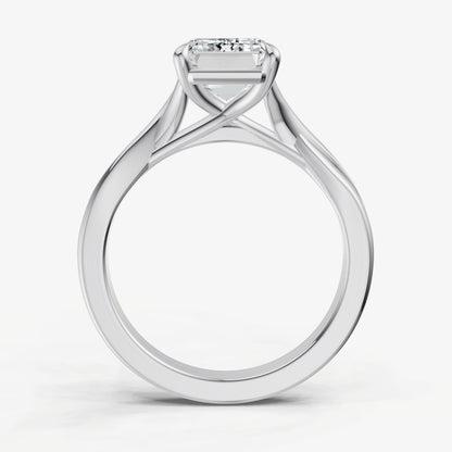 Emerald Twist Band Solitaire Engagement Ring