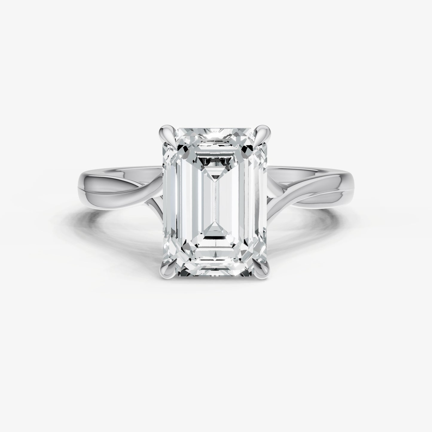 Emerald Twist Band Solitaire Engagement Ring