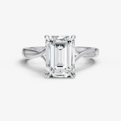 Emerald Twist Band Solitaire Engagement Ring