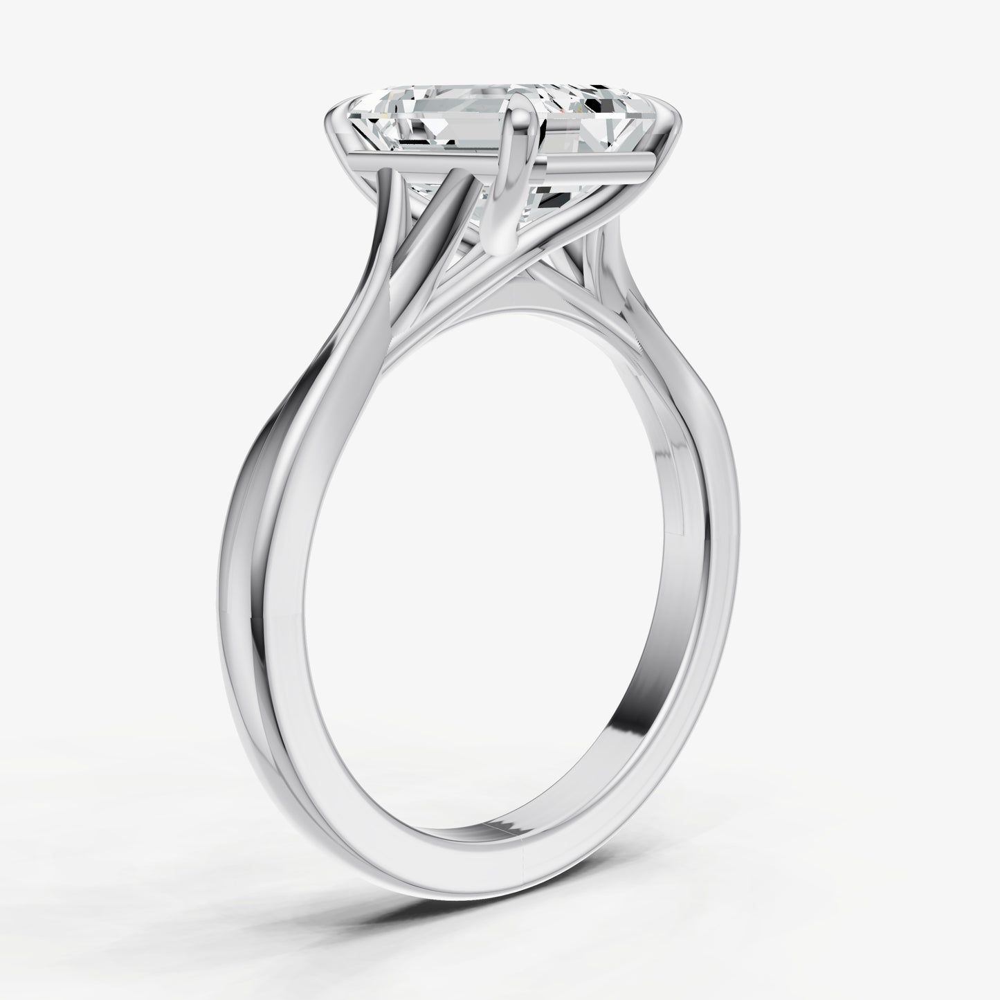 Emerald Twist Band Solitaire Engagement Ring