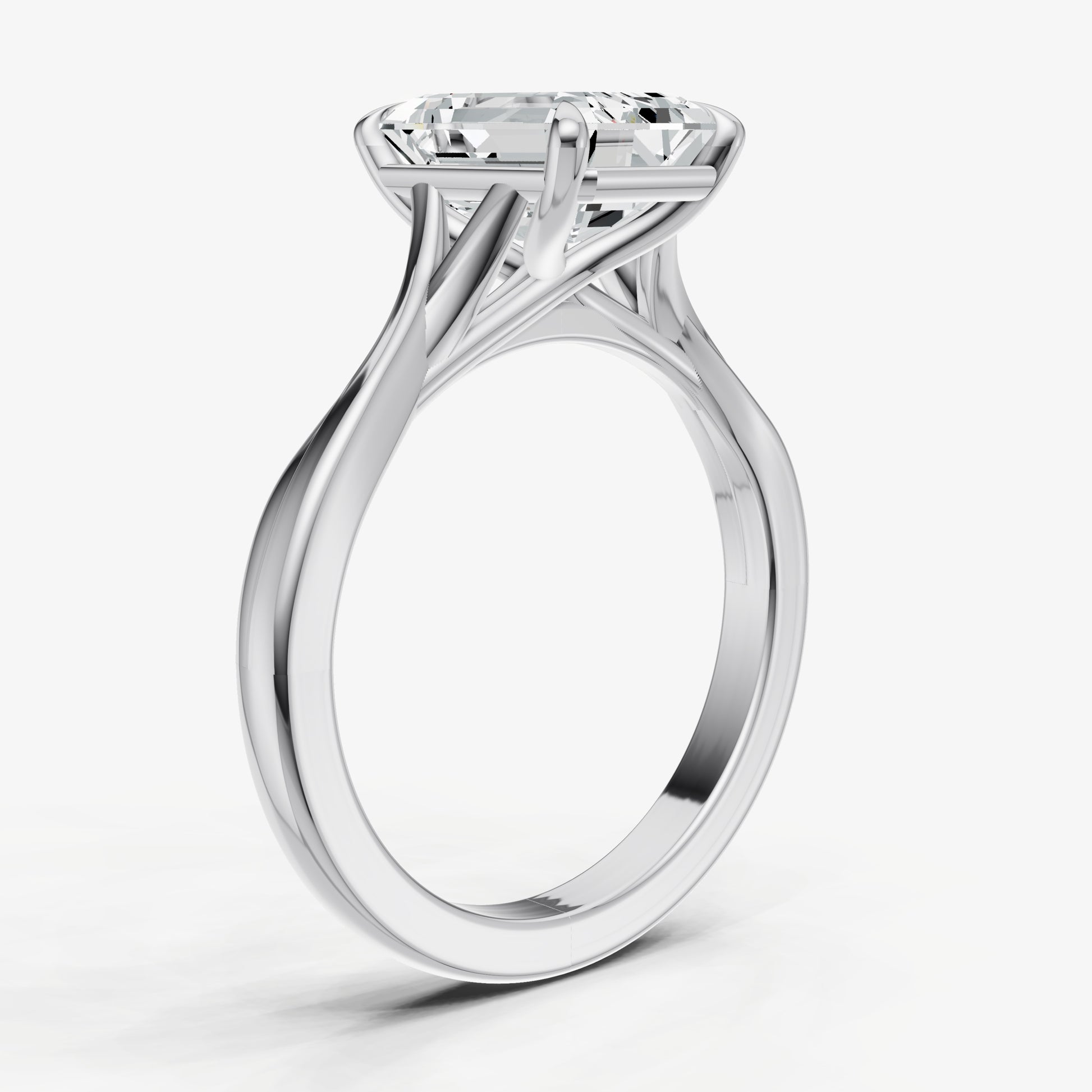 Emerald Twist Band Solitaire Engagement Ring