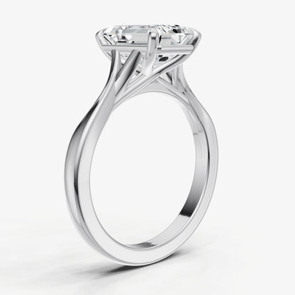 Emerald Twist Band Solitaire Engagement Ring