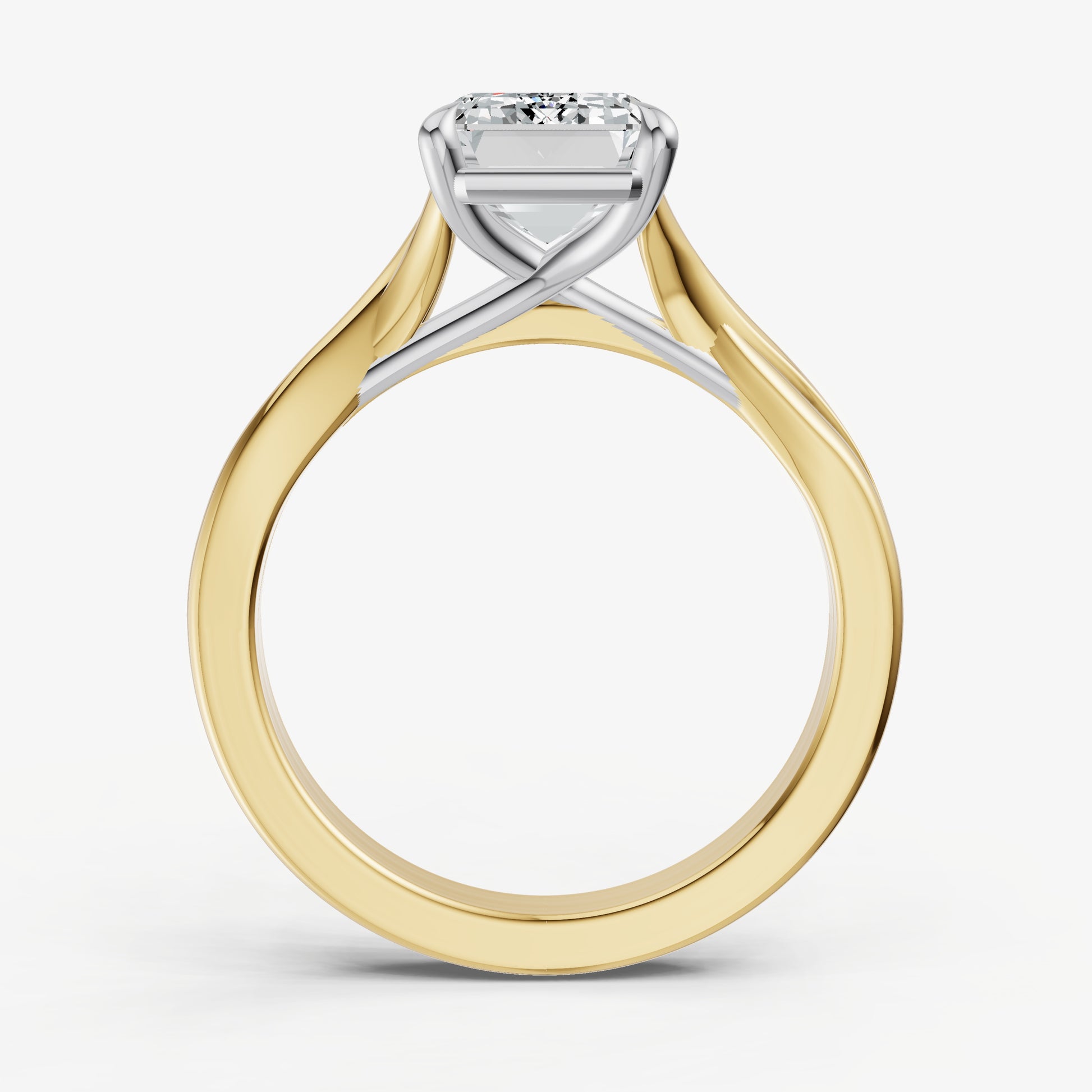 Emerald Twist Band Solitaire Engagement Ring