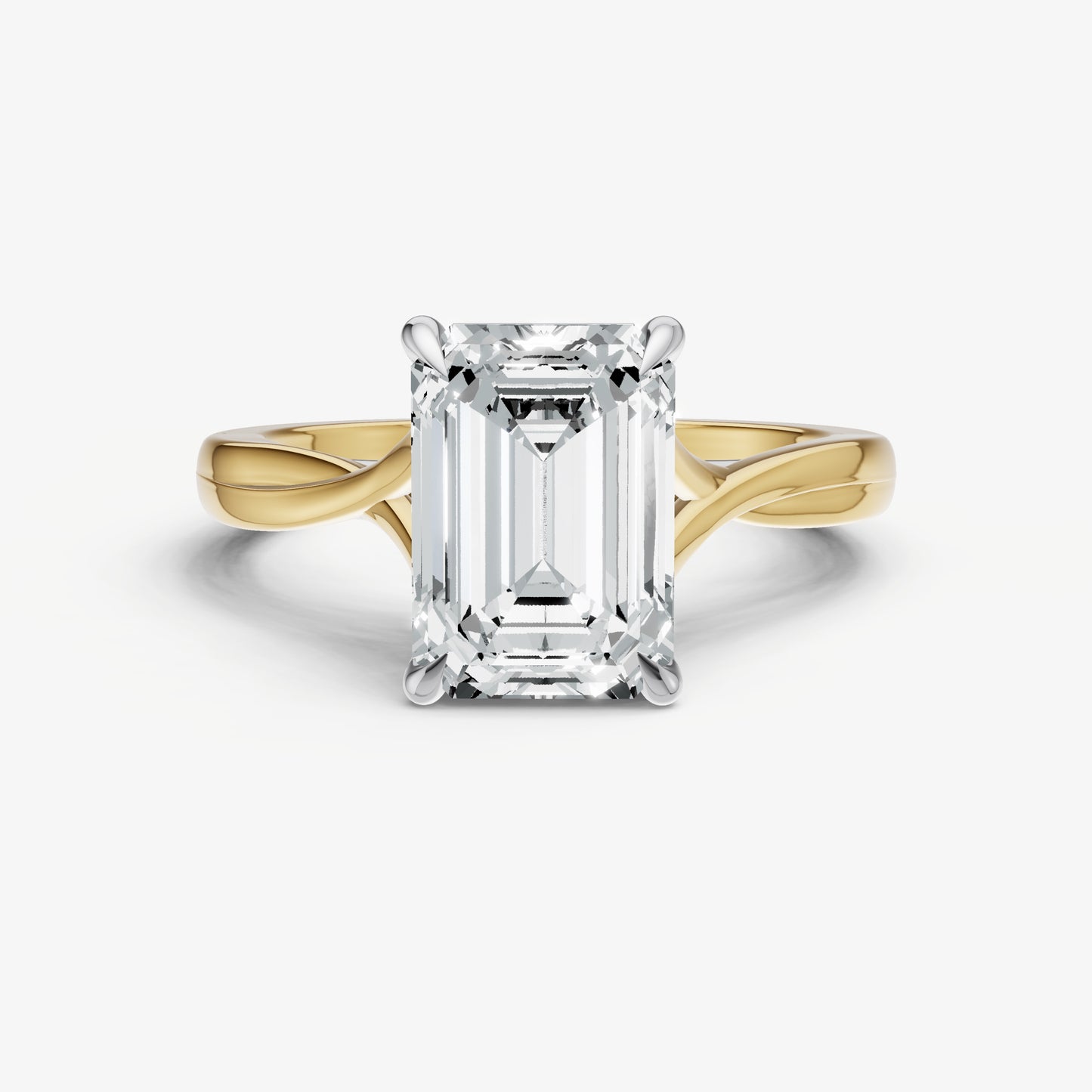 Emerald Twist Band Solitaire Engagement Ring