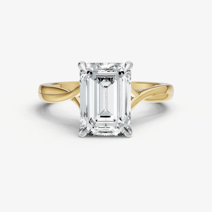 Emerald Twist Band Solitaire Engagement Ring